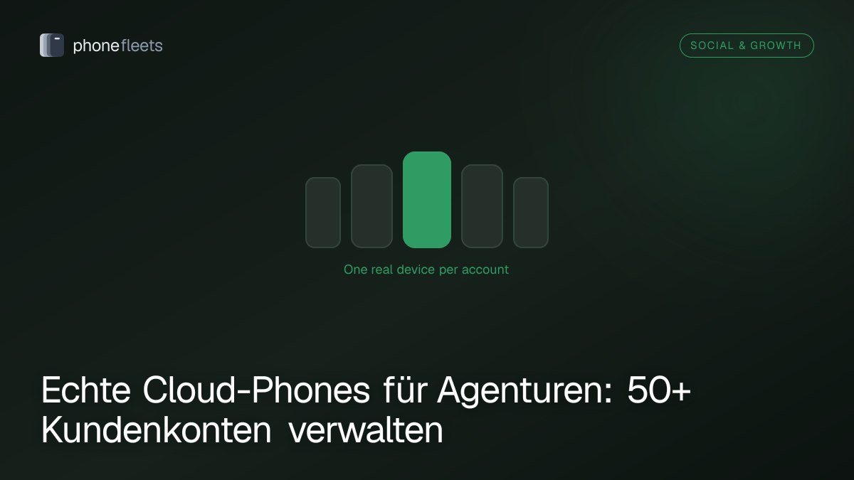 Echte Cloud-Phones für Agenturen: 50+ Kundenkonten verwalten