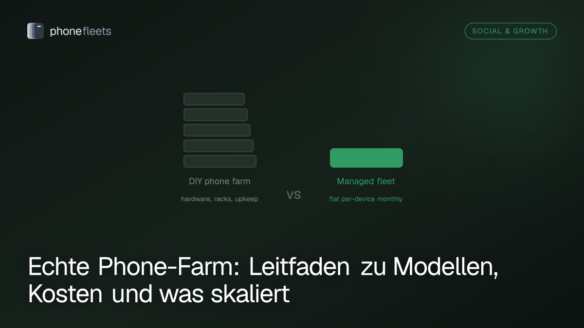 Echte Phone-Farm: Leitfaden zu Modellen, Kosten und was skaliert