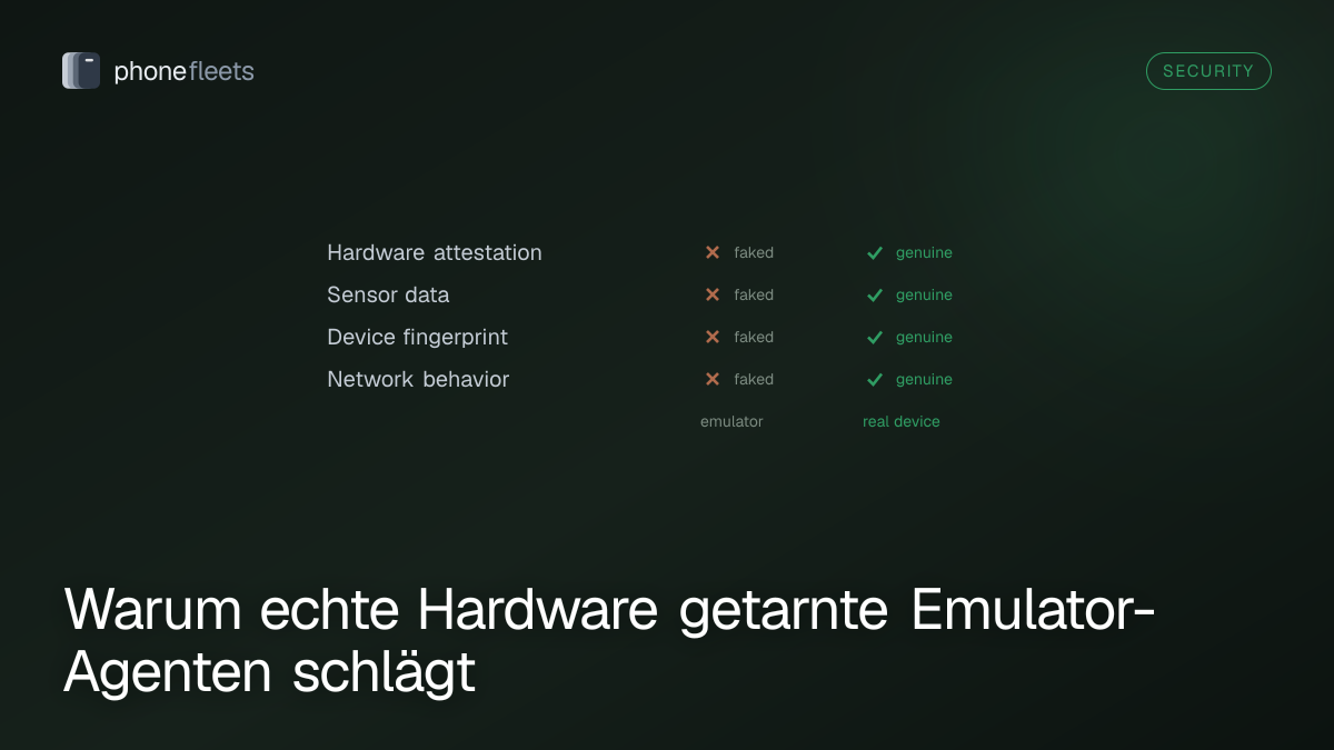 Warum echte Hardware getarnte Emulator-Agenten schlägt