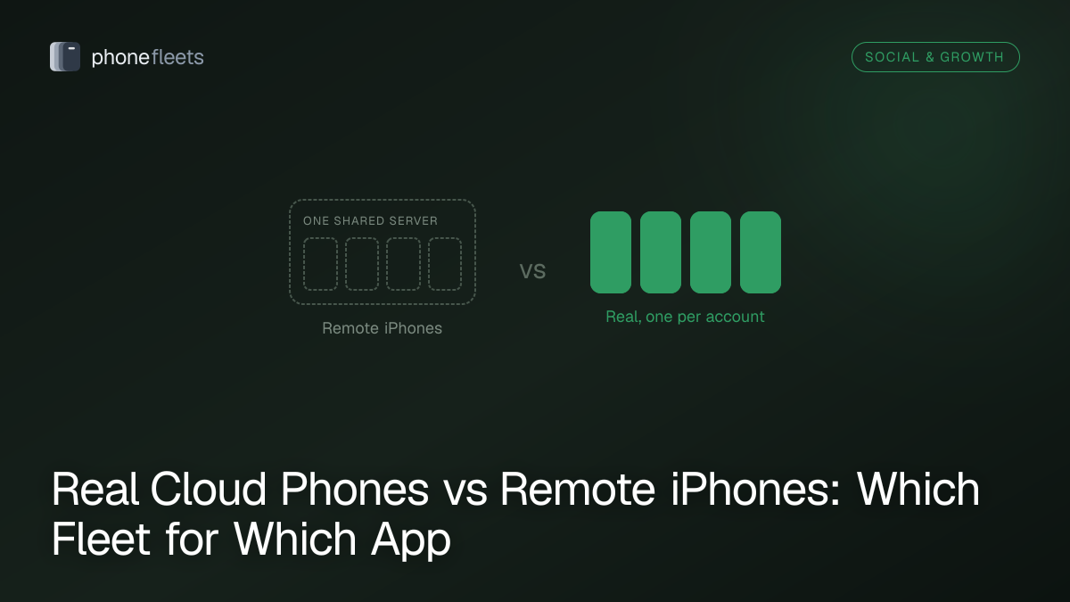 Real Cloud Phones vs Remote iPhones: Which Fleet for Which App