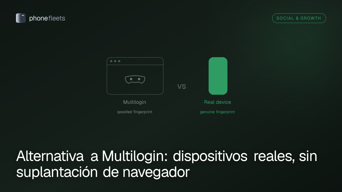 Alternativa a Multilogin: dispositivos reales, sin suplantación de navegador
