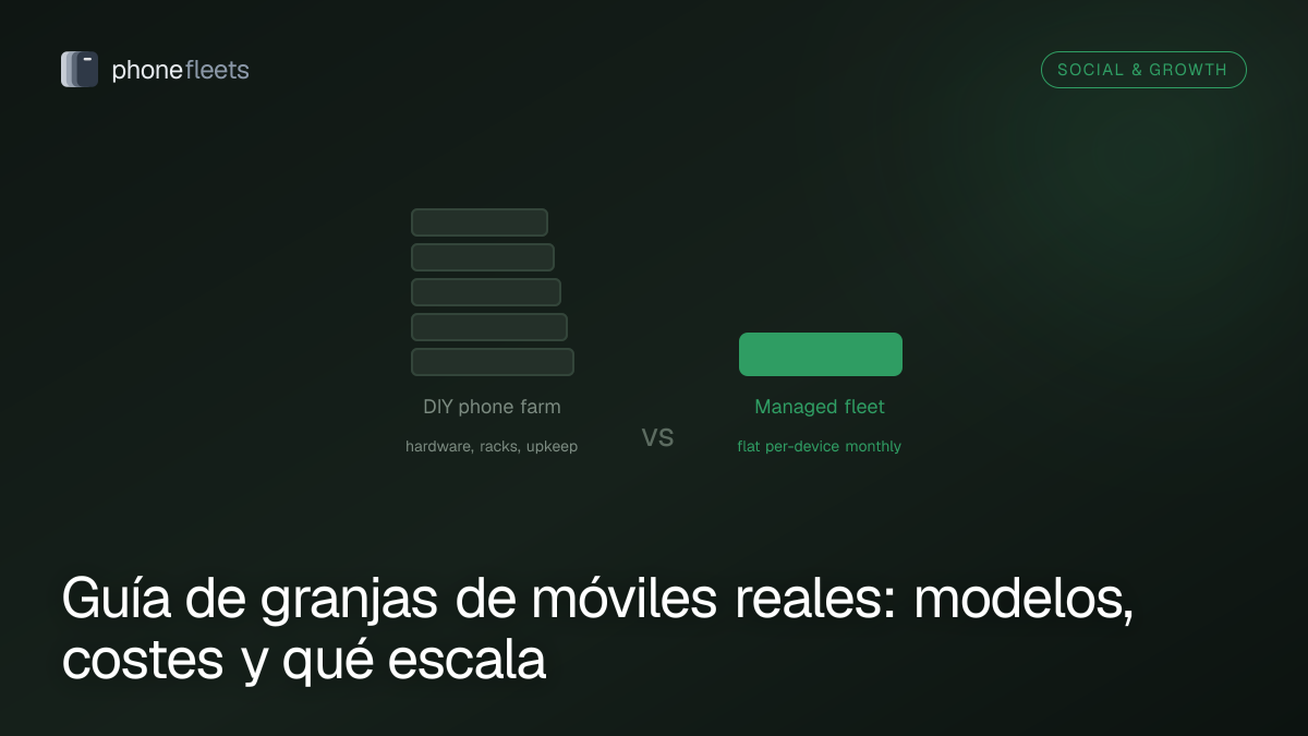 Guía de granjas de móviles reales: modelos, costes y qué escala