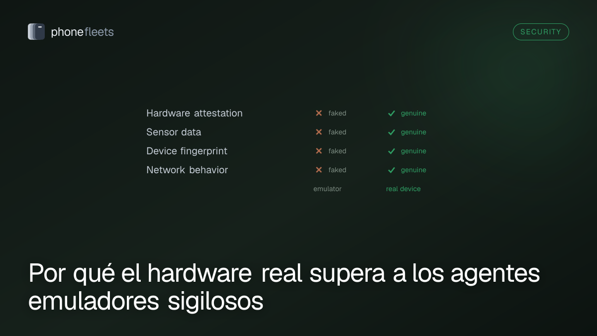 Por qué el hardware real supera a los agentes emuladores sigilosos