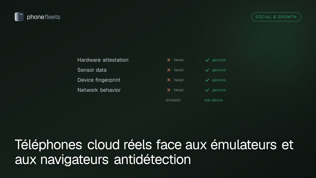 Téléphones cloud réels face aux émulateurs et aux navigateurs antidétection