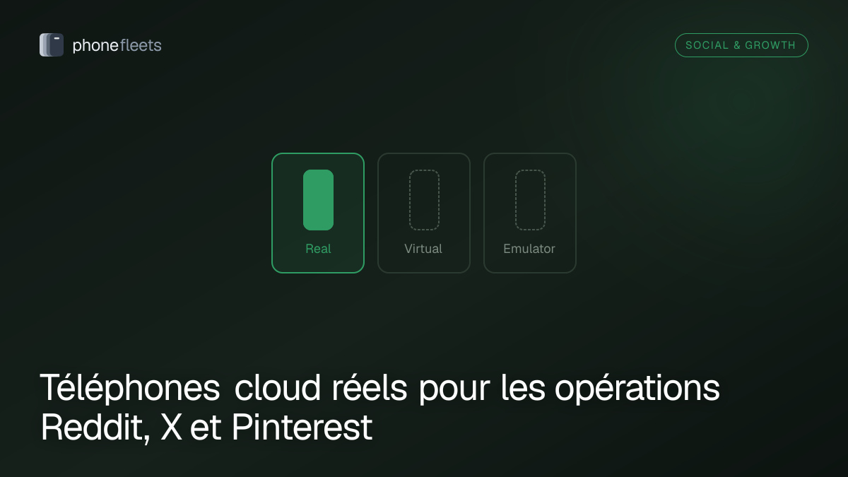 Téléphones cloud réels pour les opérations Reddit, X et Pinterest