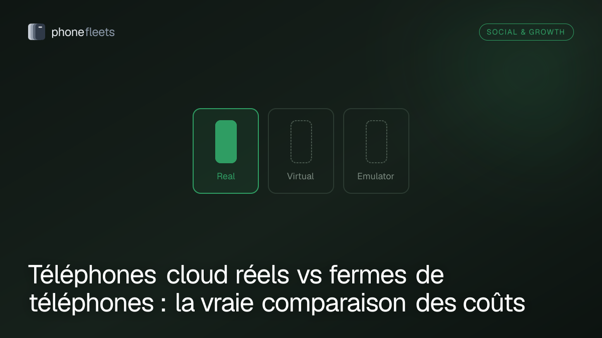 Téléphones cloud réels vs fermes de téléphones : la vraie comparaison des coûts