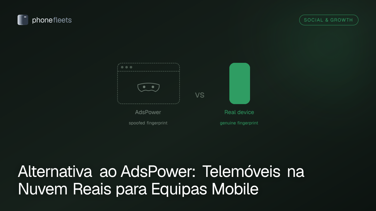 Alternativa ao AdsPower: Telemóveis na Nuvem Reais para Equipas Mobile