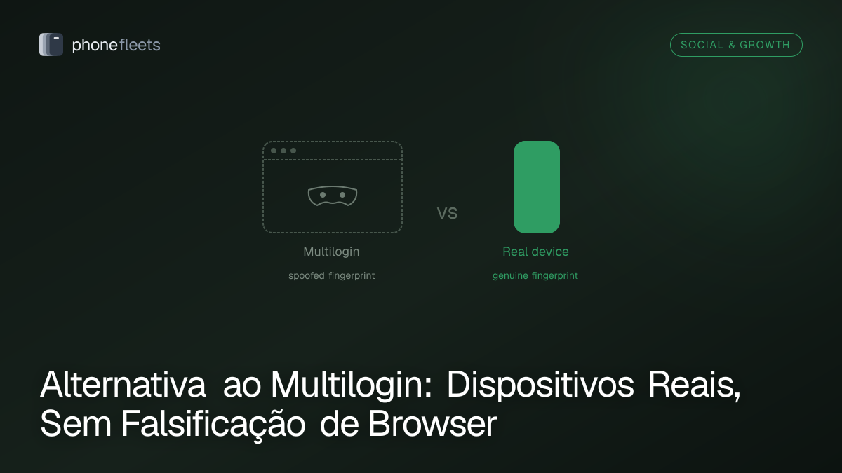 Alternativa ao Multilogin: Dispositivos Reais, Sem Falsificação de Browser